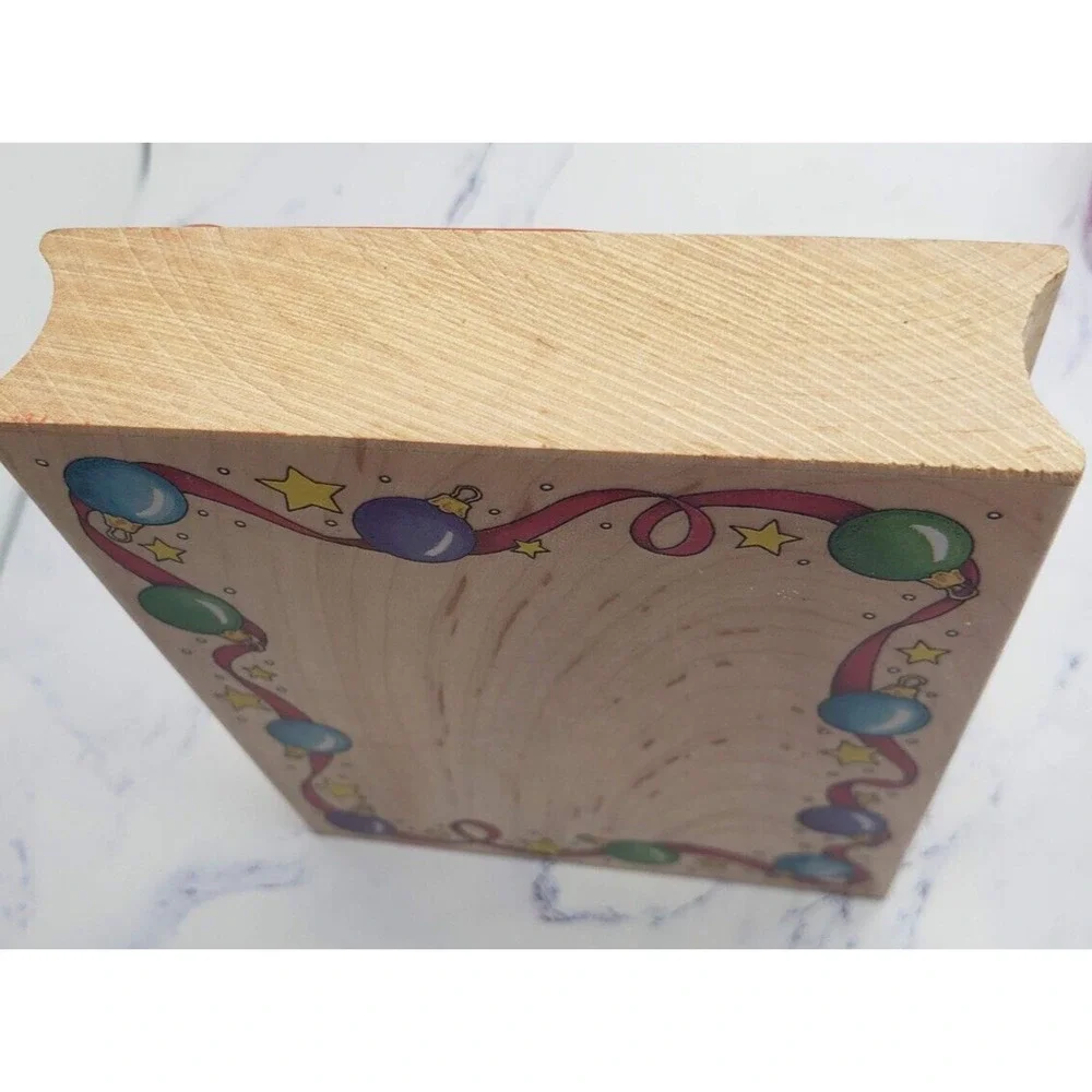 All Night Media Christmas Holiday Ornament Frame Wood Mounted Rubber Stamp 978K